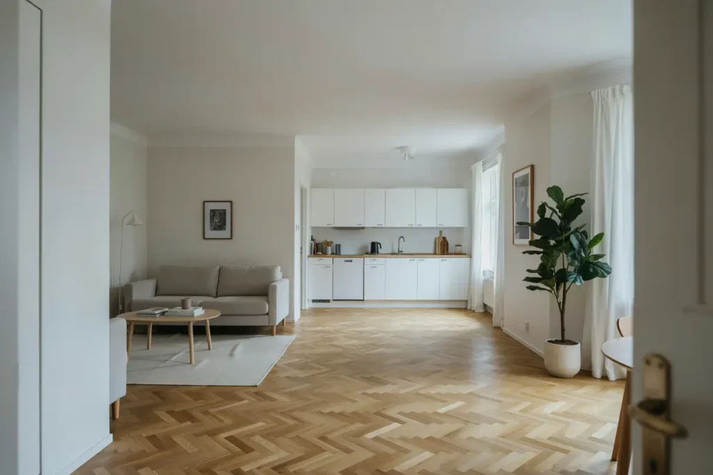 parkettgolv lades i k k och vardagsrum i rissne sundbyberg