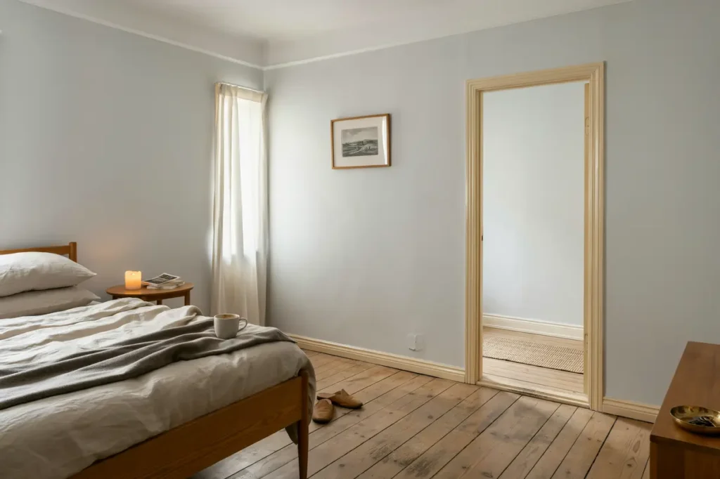 omm lning av sovrum och hall i villa i rissne