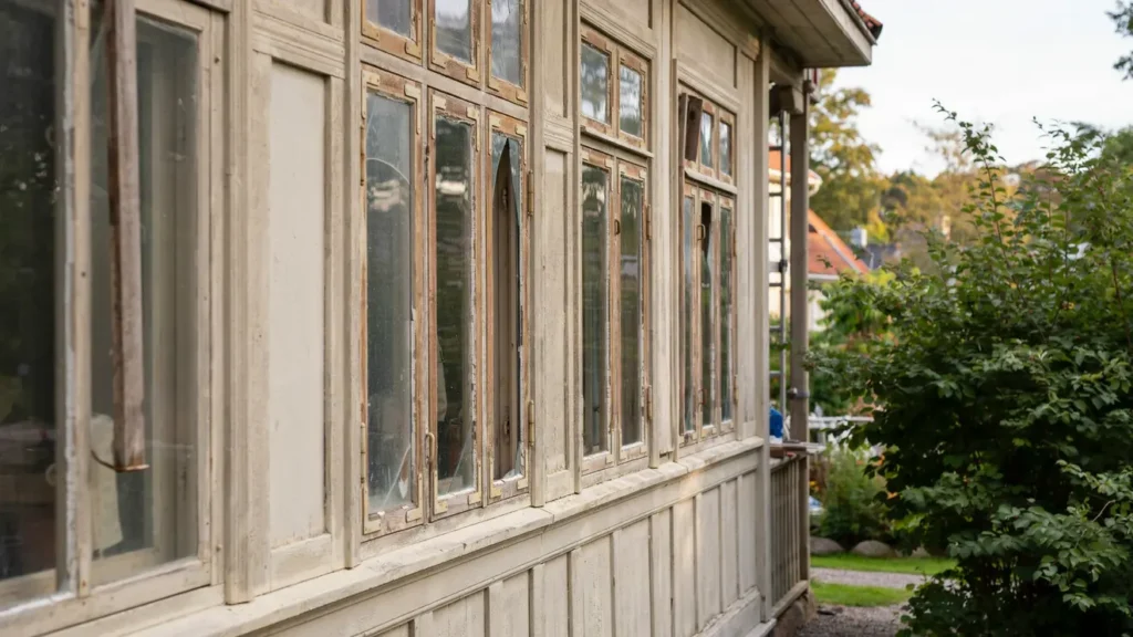 reparation och m lning av tr f nster i villa i duvbo